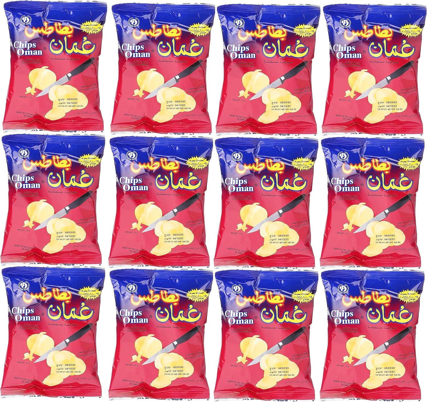 منتج بطاطس عمان بنكهة الفلفل الحار  12حزمه×15 جرام