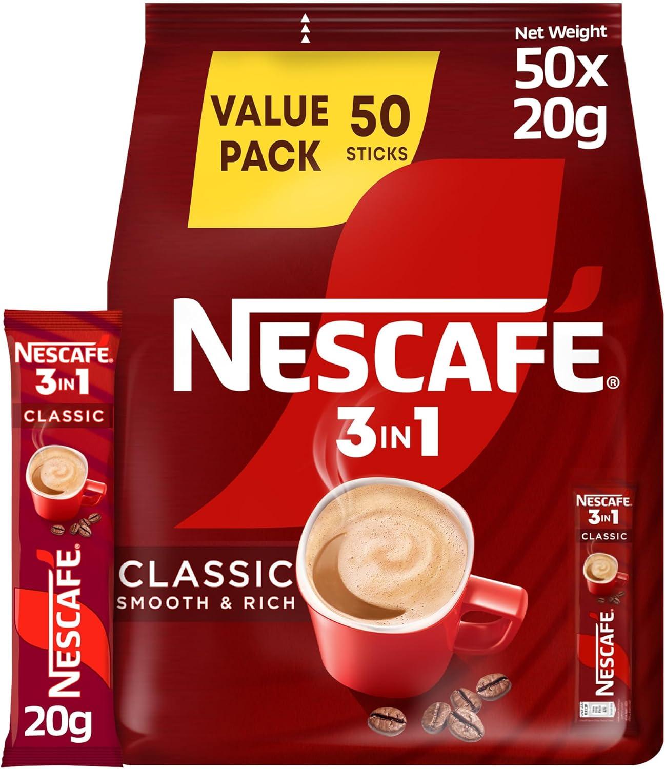 منتج قهوة من نسكافيه 3 في 1 50 ظرف قهوة فورية بتحميص متوسط