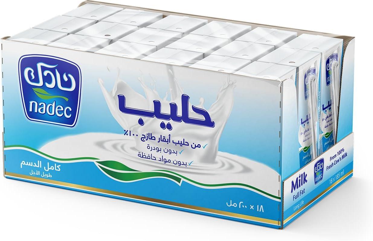 كرتون حليب نادك كامل الدسم من  18 علبة × 200 مل