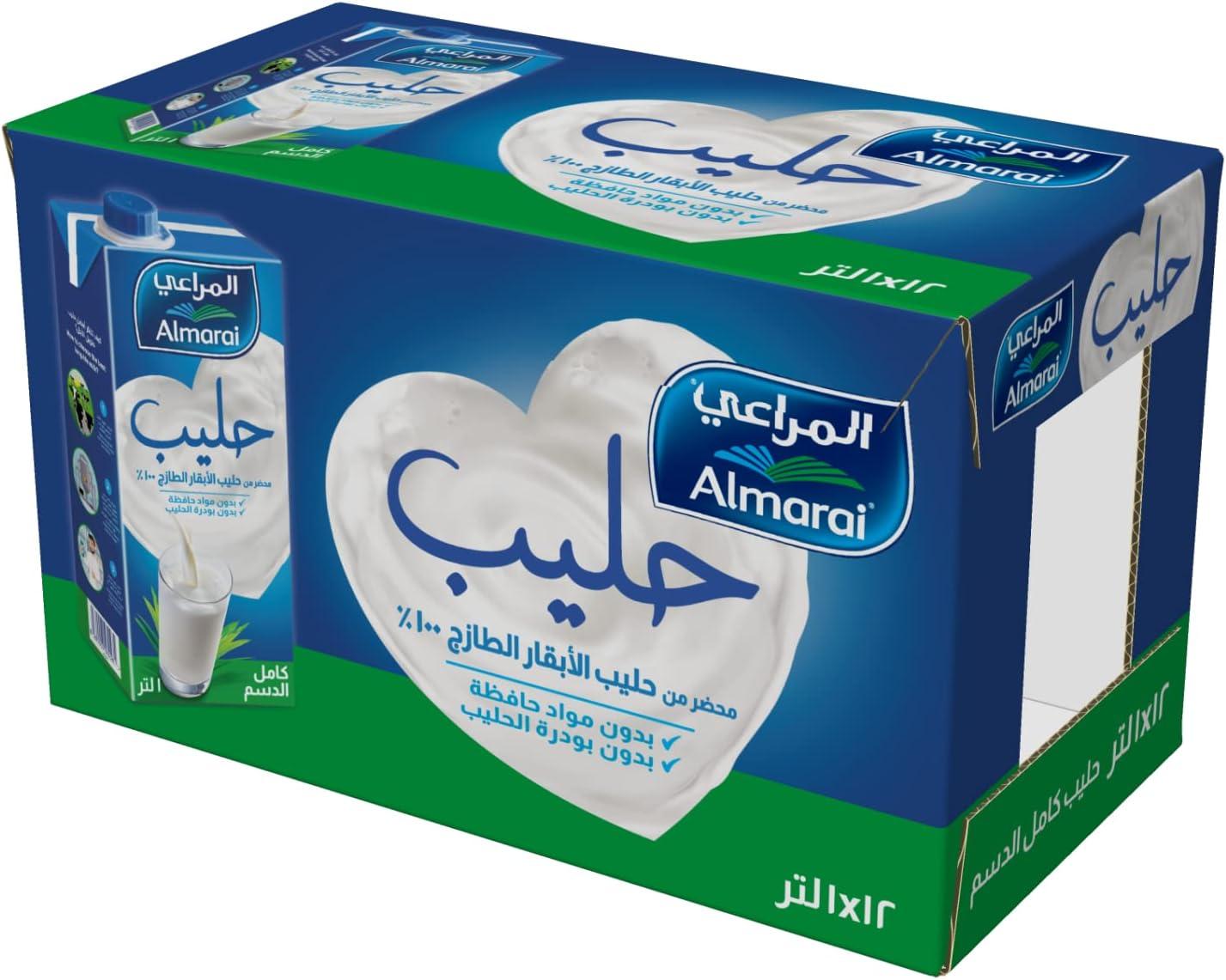 حليب المراعي كامل الدسم 1 لتر × 12 قطعة